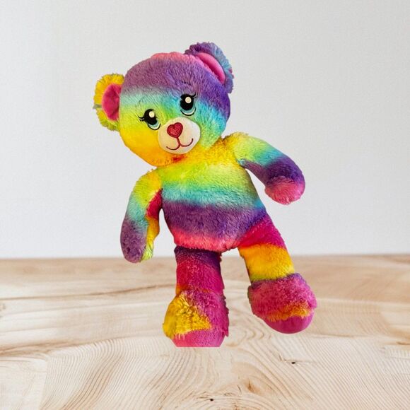 BUILD-A-BEAR Lot of 2 Rainbow Confetti Leopard and Tie-Dye Teddy Bear 16" Plush - Picture 16 of 16
